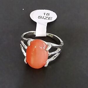 Women’s Silver Ring with Orange Oval Stone